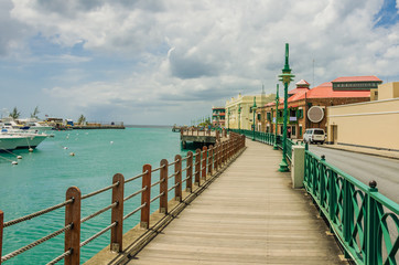 A Boardwalk along a Harour in Barbados - obrazy, fototapety, plakaty