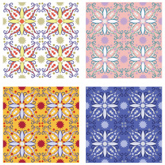 set of 4 colourful vector patterns