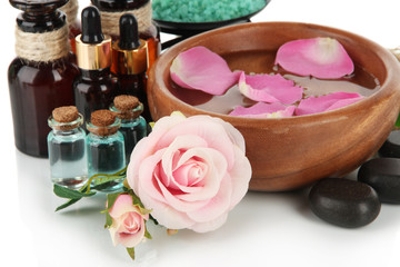 Spa composition with aroma oils isolated on white