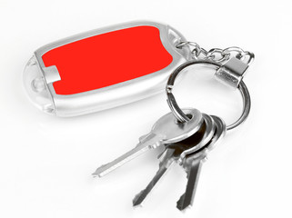 House keys and keychain isolated on white