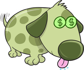 Money Puppy Dog Vector Illustration Art