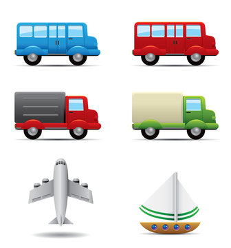 Realistic transportation icons set