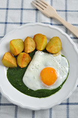 Spinat mit Spiegelei und Kartoffel