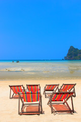 Sunbeds on the island of Koh Phi Phi