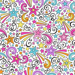 Stars Seamless Pattern- Groovy Doodles Vector Background