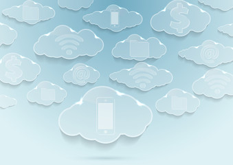 Clouds with icons - computing concept