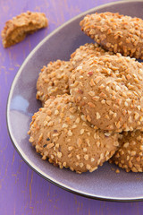 Homemade cookies with cream and nuts.