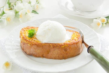 French toast with ice cream.