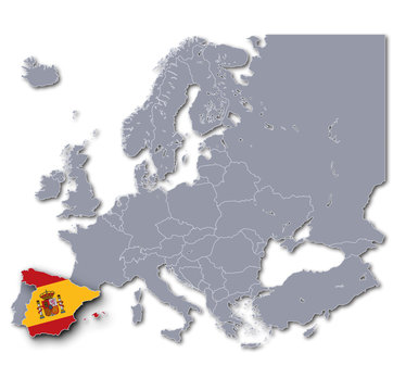 Europakarte mit Spanien