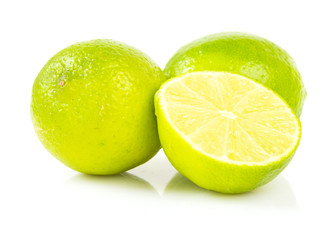 Fresh lime and slice, Isolated on white background