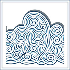 Abstract wave background, repeating border ornament