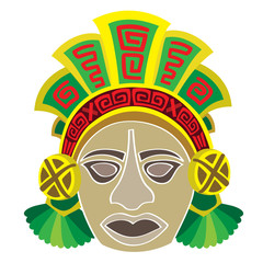 Mask in style of the Maya. Head of the person.