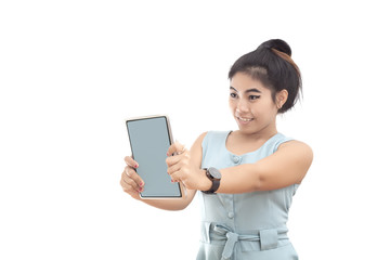 Fototapeta premium woman holding a tablet