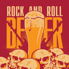 banner beer and rock 'n' roll with human skulls