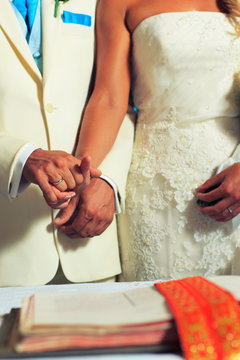 Bride And Groom On Their Wedding Day At Orthodox Church