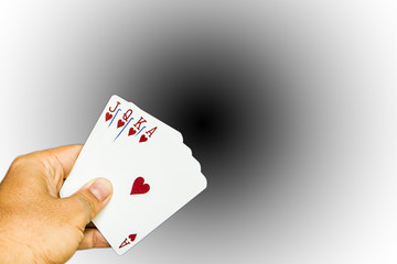 cards holding by hand