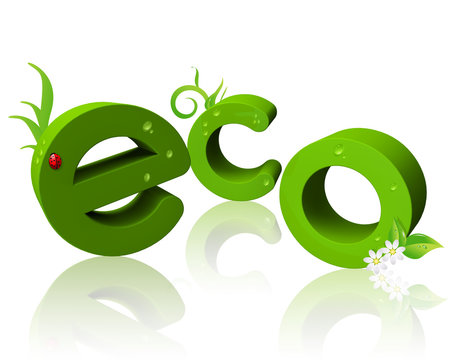 3D "eco" text with reflection