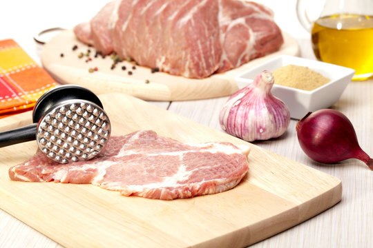precursors pork meat, preparing burgers