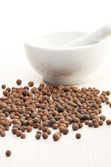 pepper and mortar close-up