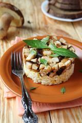 mushroom risotto with basil, cep