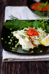 lemon sole fillets roasted with onions