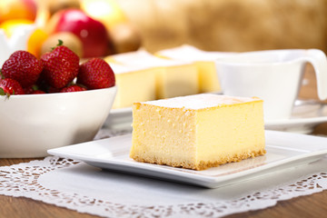 Delicious apple pie with whipped cream,