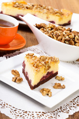 Cheesecak with a cap tea (Selective Focus)