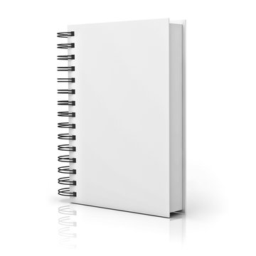 Blank notebook cover over white background