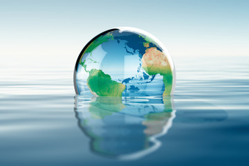 Globe in a water