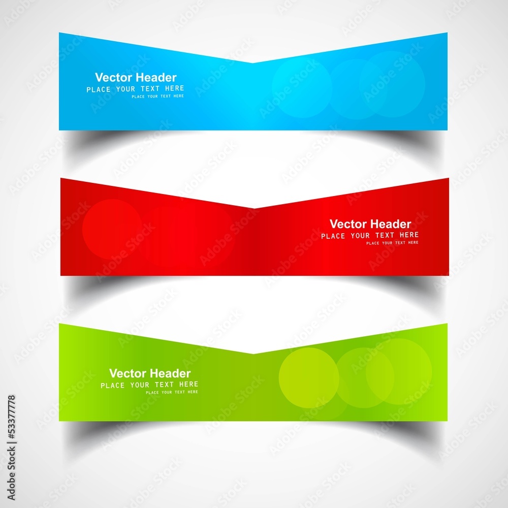 Wall mural three colorful headers presentation vector white background