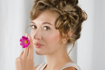 Naklejka premium beauty woman closeup portrait