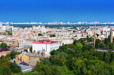 Fototapeta na wymiar Kiev, Ukraine. View of the Podol and left-bank areas