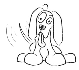 Fototapeta na wymiar Funny Cartoon Hand Drawn Doggy Sketch