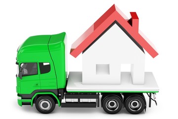 3d truck with house delivery