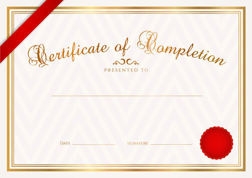 Certificate / Diploma template. Background design. Ribbon