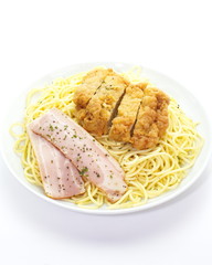 Spaghetti carbonara, a typical italian dish