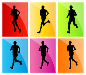 Running man set vector background