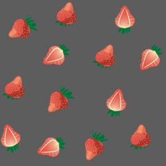 Juicy strawberry on grey.