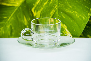 empty cup on the bamboo wrap