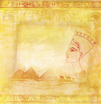 old paper with Egyptian queen