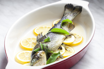 trout baked on lemon