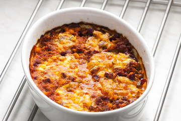 baked Mexican mixture with mozzarella