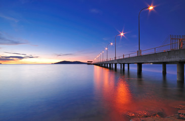 Fototapeta premium Long Exposure of Jetty at sunset
