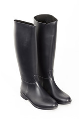 black rubber boots