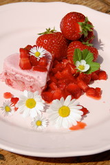 Sommer Grußkarte - selbstgemachtes Erdbeereis - Erdbeeren und Eis selbstgemacht