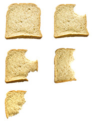 Stages in eating  whole wheat bread on white