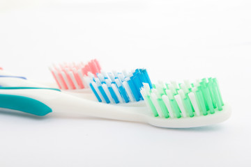 Red, green and blue toothbrush