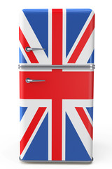 Fototapeta na wymiar Retro refrigerator with the British flag on the door