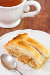 apple strudel on white plate