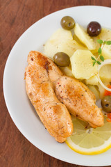 fish eggs with potato and lemon